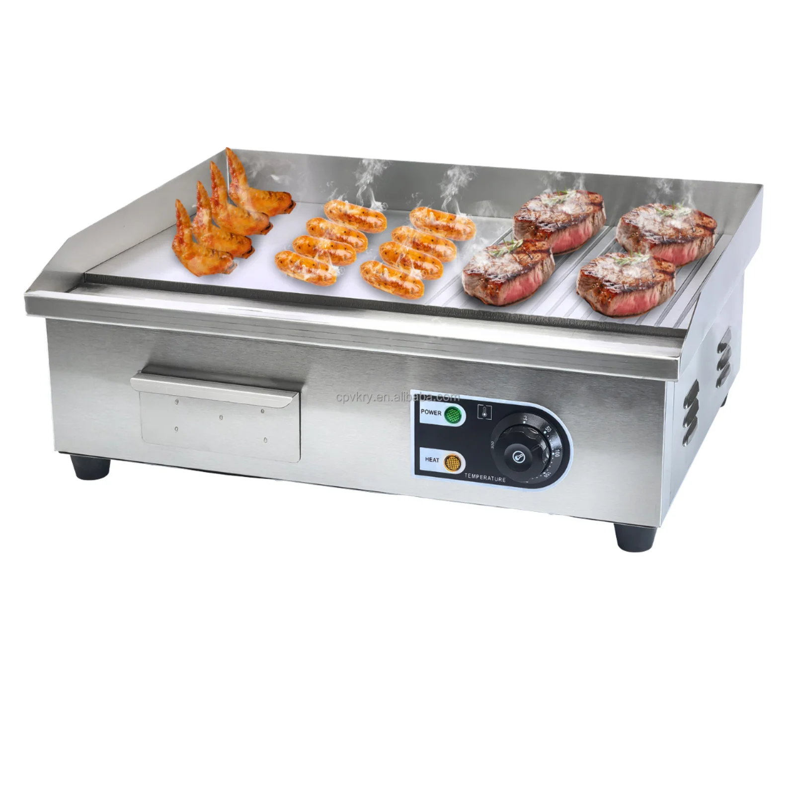 

Commercial Portable Electric Non-Stick Stainless Steel Griddle Grill Flat Plate for Restaurant Outdoor Use Condition New