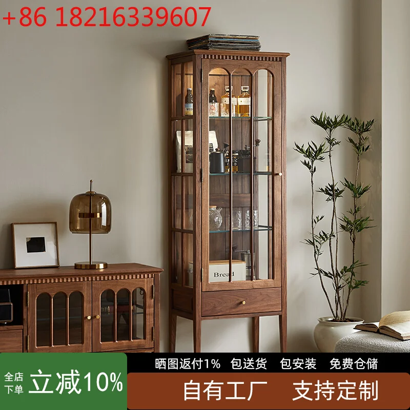 

Retro style wine cabinet living room figure display cabinet tableware cups and saucers locker