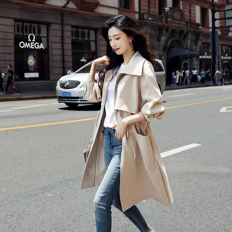 

Women's Trench coat Elegant British style adjustable waist coat chic all with Korean fashion new coat