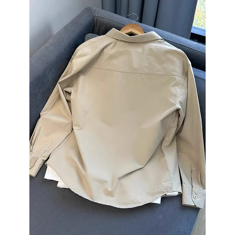 スリムフィット ロングスリーブ カジュアル irt メンズ ファッション ワークウェア 薄手 多用途 シンプル アウター 通気性 コットン 春 秋