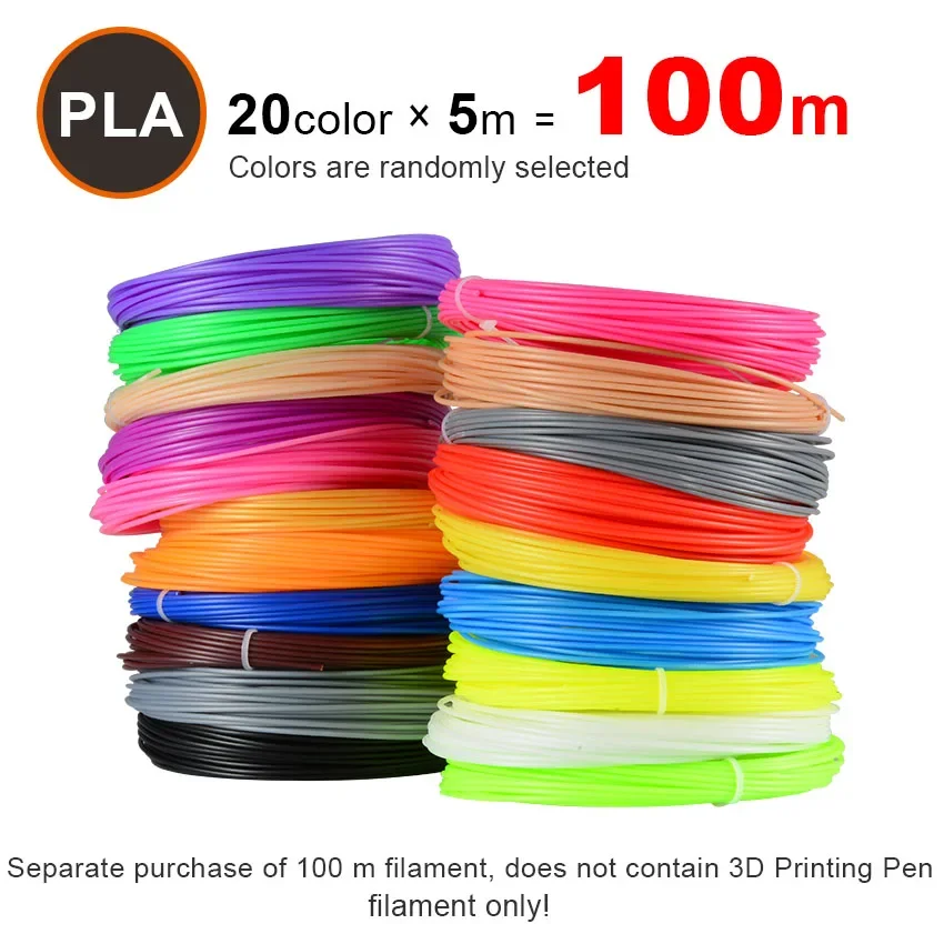 New 20Pieces/lot 3D Printer Filament 5M/pcs 20 Colors 1.75mm PLA 3D Print Filament For 3D Printer Or 3D Pen