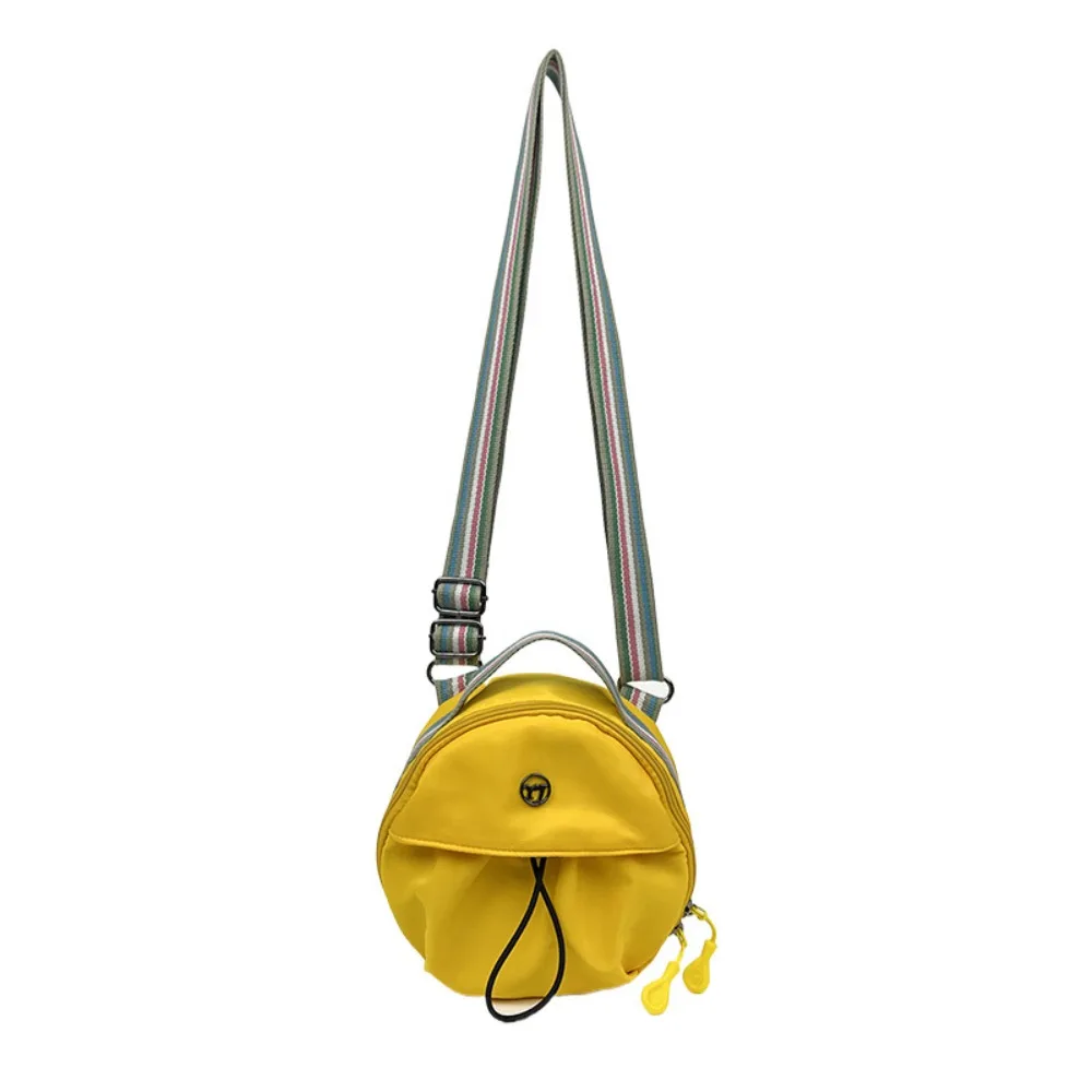 

Nylon Mobile Phone Storage Bag Large Capacity Casual Small Round Backpack Waterproof Solid Color Round Crossbody Bag