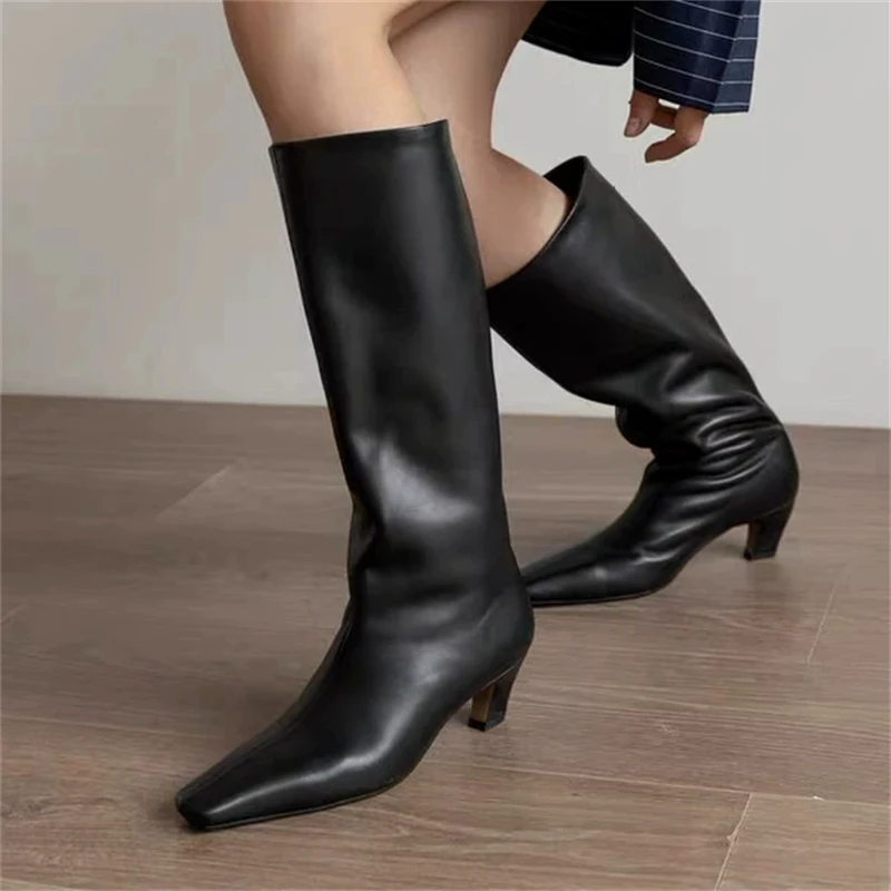 Eilyken Autumn Winter Modern Street Style Pointed Toe Women Knee High Boots Fashion Kitten Heels Shoes Long Botas De Mujer