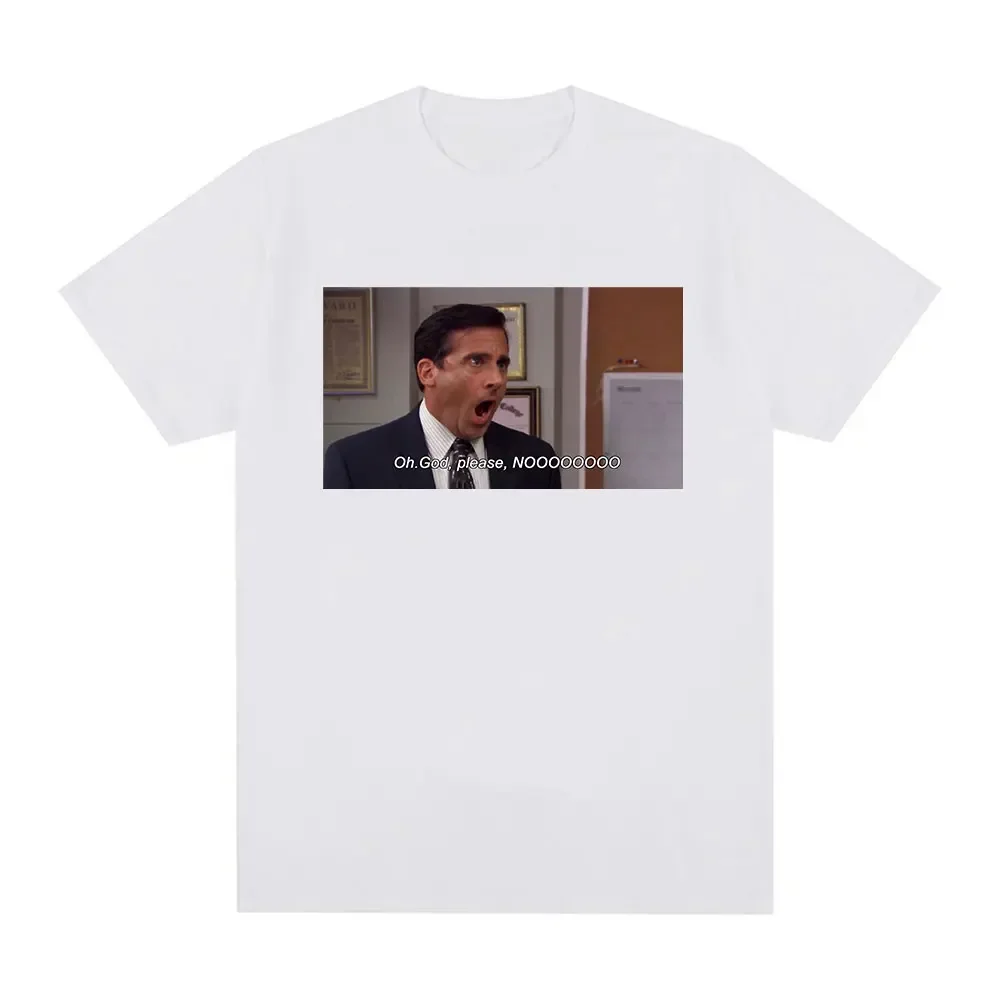 Cotton Oversized T-shirt Michael Scott Homage The Office Men T Shirt Tv Series Oh God Please NO Graphic Short Sleeve T Shirts