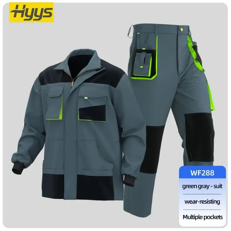 Men Workwear Set Multi Pocket Cargo Work Pants Wear Resistant Labor Protection Uniform For Overseas Export