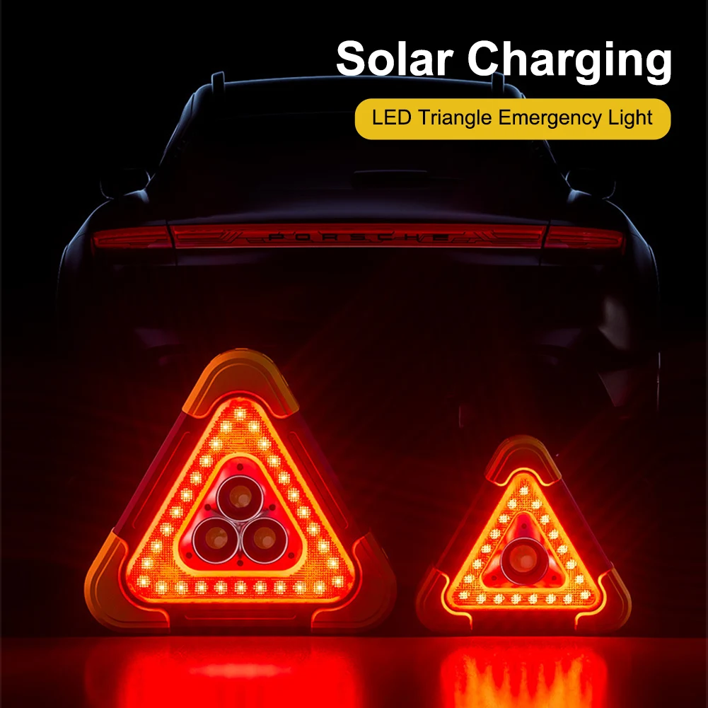 

30W Emergency Warning Triangle LED Lights Solar Charging Road Side LED Triangle Emergency Light for Cars Safety Triangles Dot