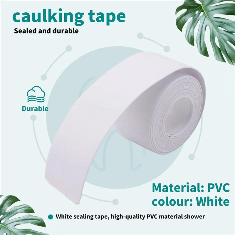 A68P-White Caulk Tape Waterproof Self Adhesive, Toilet Caulk Sealant Tape, Bathtub Caulk Sealing Strip Tape