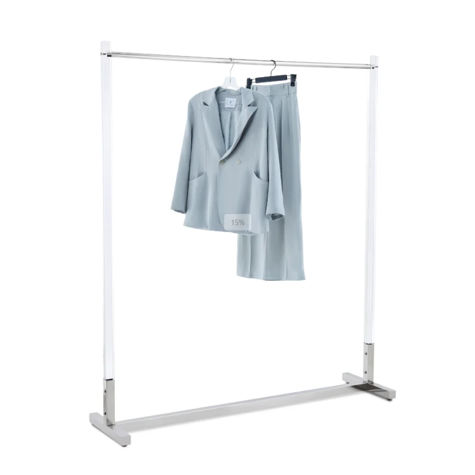 Modern Foldable Stainless Steel Acrylic Clothing Store Display Stand For Rack Easy Assembly Detachable For Apparel Retail