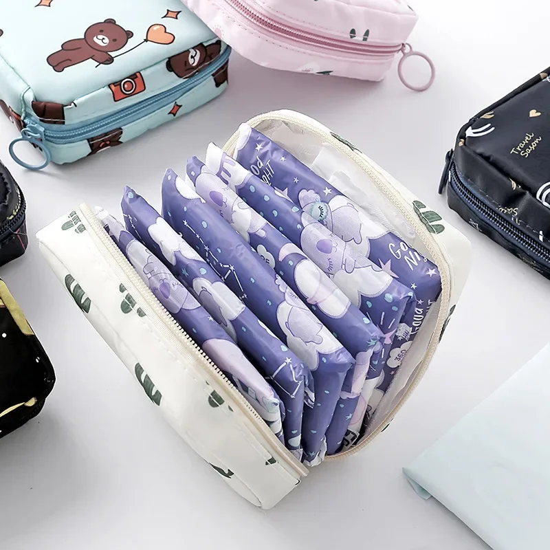 Women Small Cosmetic Storage Bag Cute Sanitary Pad Lipstick Pouch Waterproof Sanitary Napkin Organizer Girls Makeup Bags