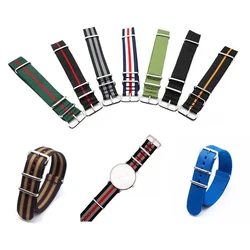 Fashion Watchband Stripe Replacement Men Women Nylon Watch Band With Silver Pin Buckle 18MM 20MM 22MM 24MM Quick Release Strap