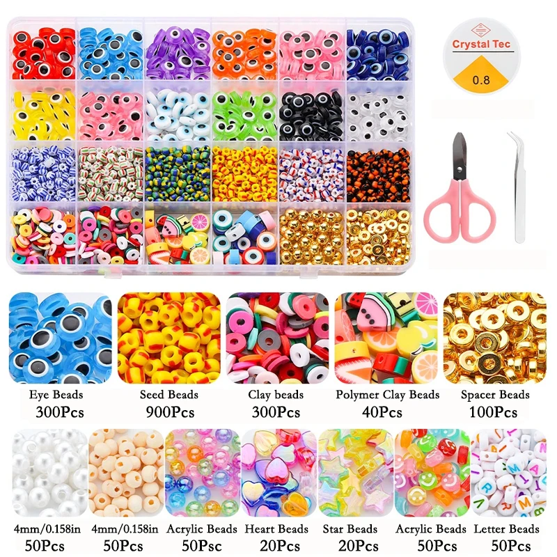 1930 قطعة الراتنج الملونة نمط عين الشر الخرز سوار صنع عدة الطين والأحرف الخرز لصنع المجوهرات DIY بها بنفسك اكسسوارات الحرف #4
