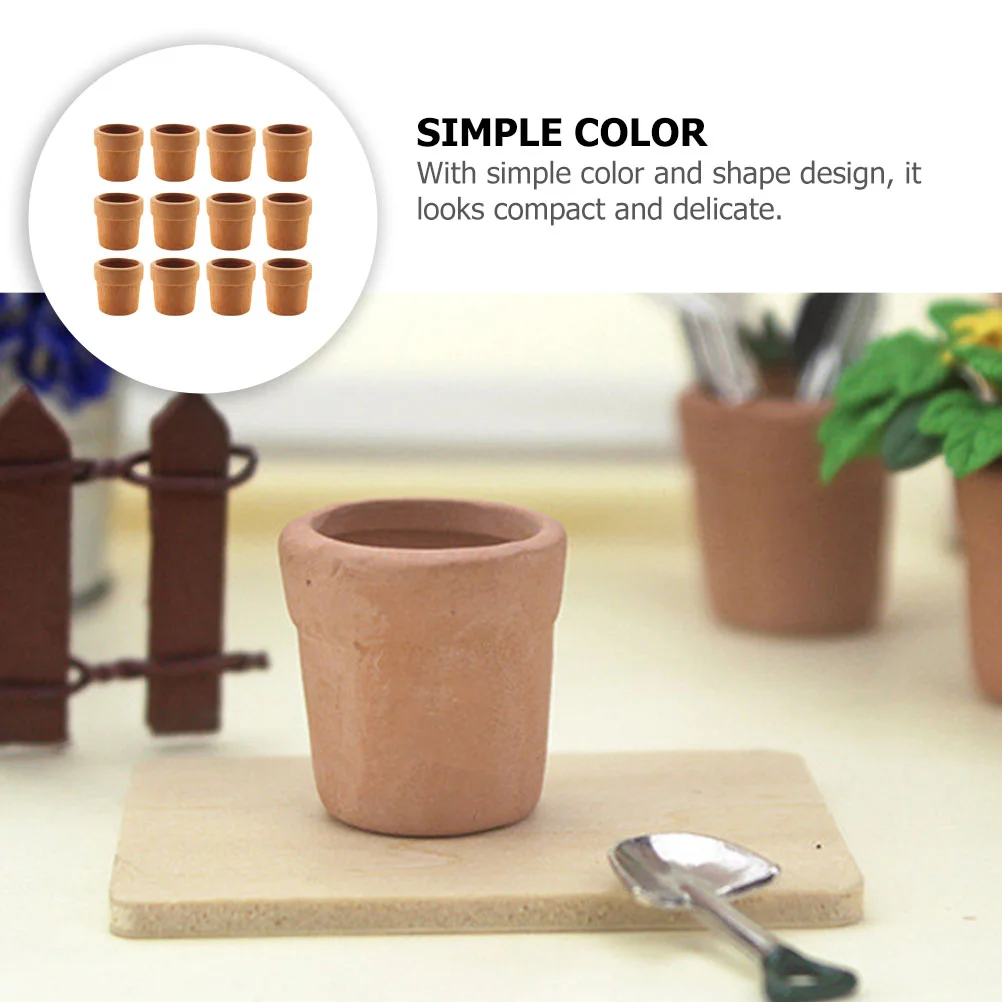 12 Pcs House Flower Pot Mini Adornment Pots Decor Planter Toys Micro Landscaping Ornaments Desktop Miniature Statues