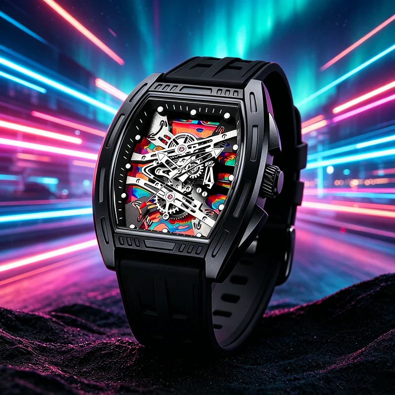 1PC Trendy Silicone Men's Watch Band Quartz Watch Multi-Color Options Versatile for Any Occasion Cool Fashion Accessory