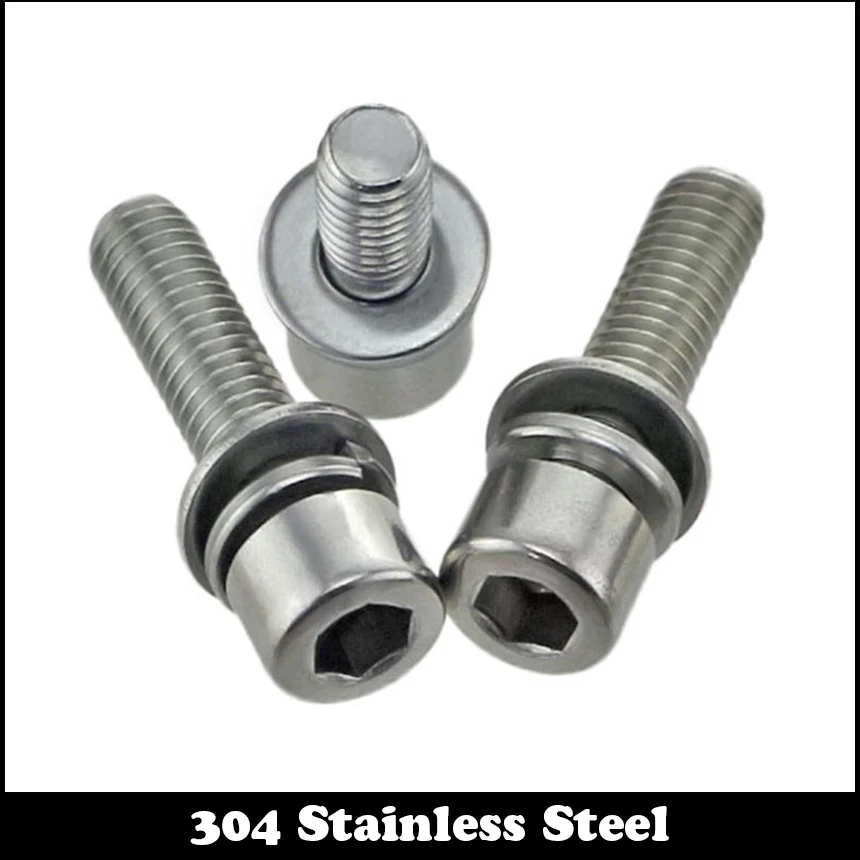 

M2.5 M2.5*6/8/10/12/14 M2.5x6/8/10/12/14 304 Stainless Steel ss Allen Head Hex Hexagon Socket Spring Plain Washer Assembly Screw