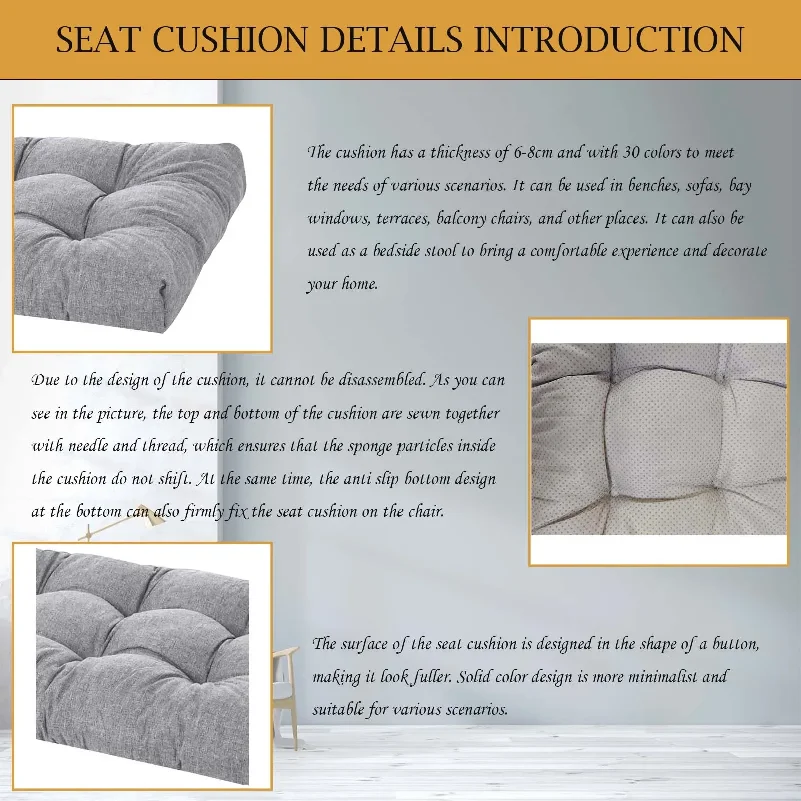 40x40cm Chair Cushions with Straps, Square Seat Cushion for Home, Soft Office Chair Seat Pads, Mats for Tea Room/Garden/Kitchen