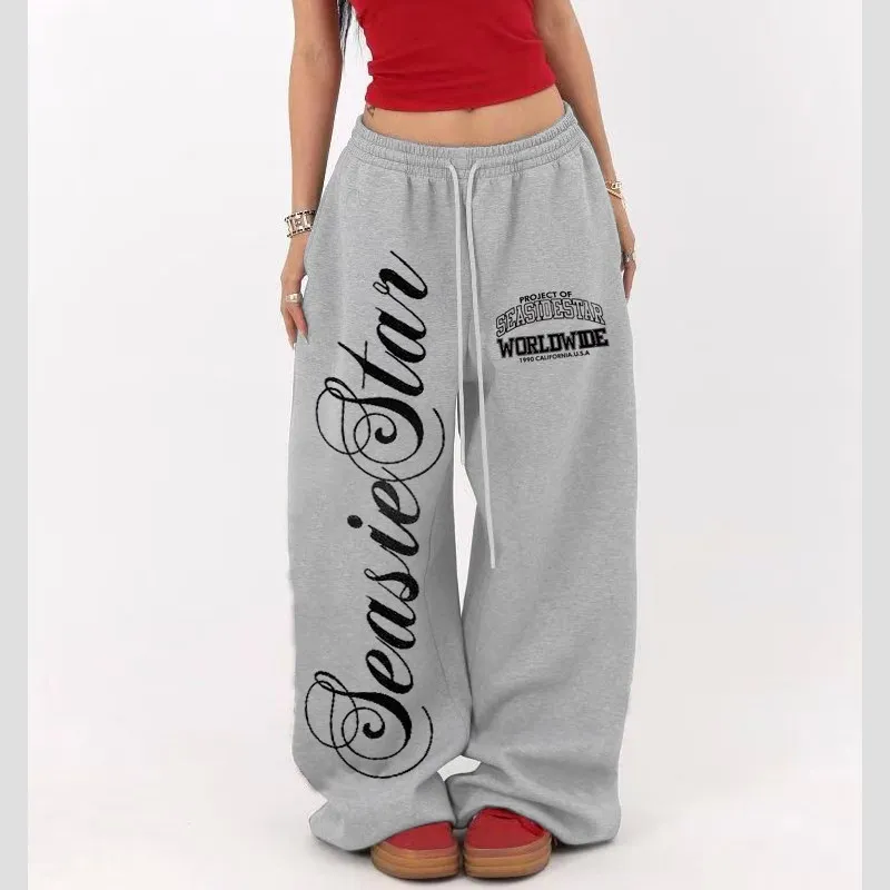 American Vintage Letter Print Y2K Pants Street Personality Trendy Sweatpants Women Fashion All-match New Pants for Men's/Kids