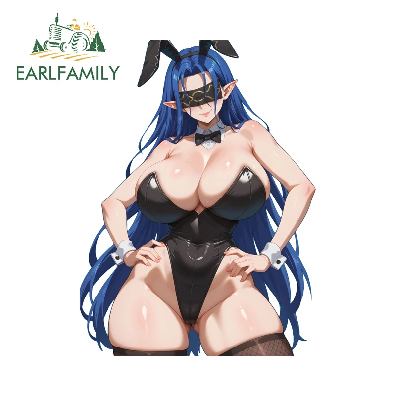 

EARLFAMILY Sexy Bunny Kursh Car Stickers Blindfolded Girl Item Rear Windshield Decals Attractive Scratch-Proof Car Accessories