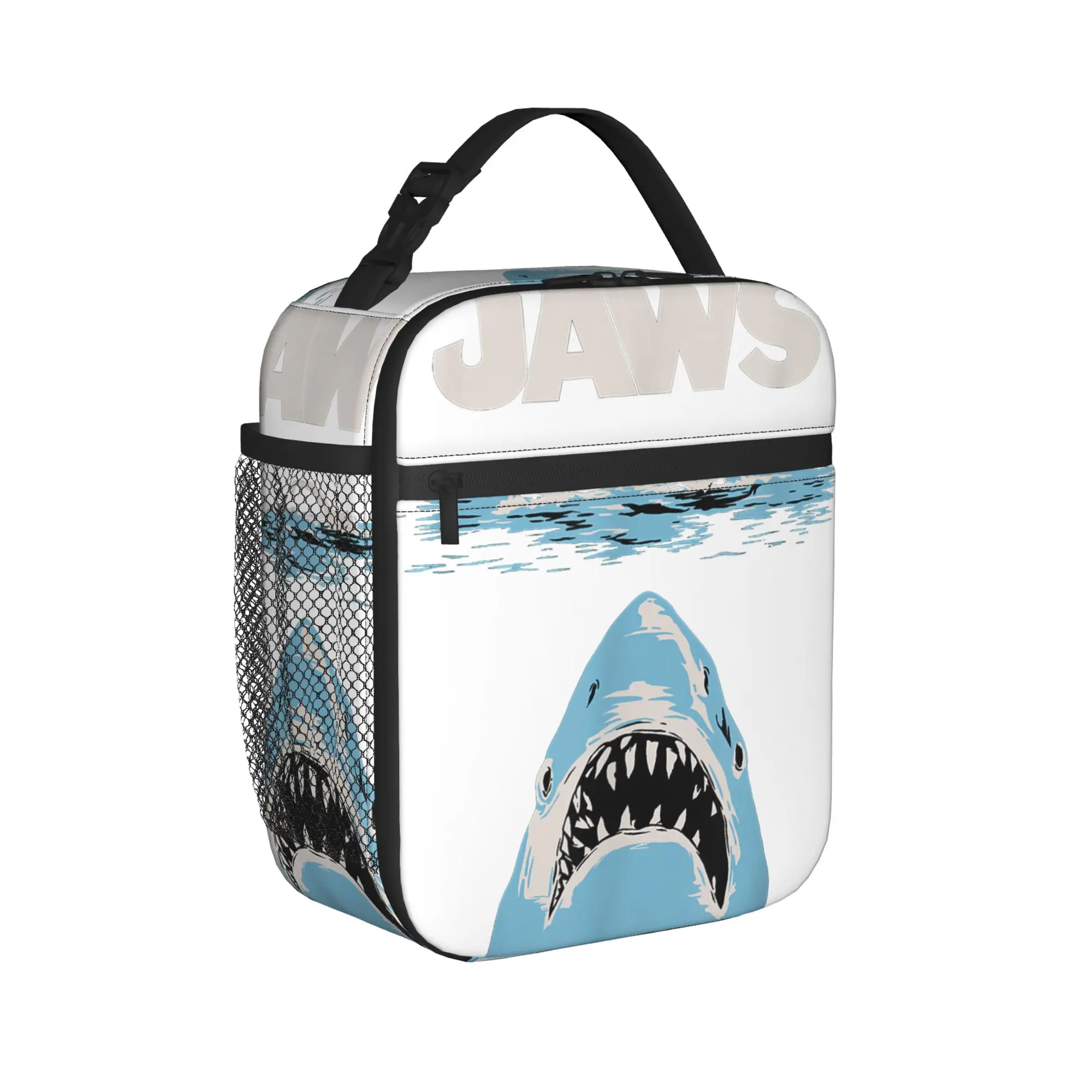 Lunch Bag Jaws 50th Anniversary Poster Outdoor Picnic Lunch Box For Child  Kawaii Convenient Print Cooler Bag