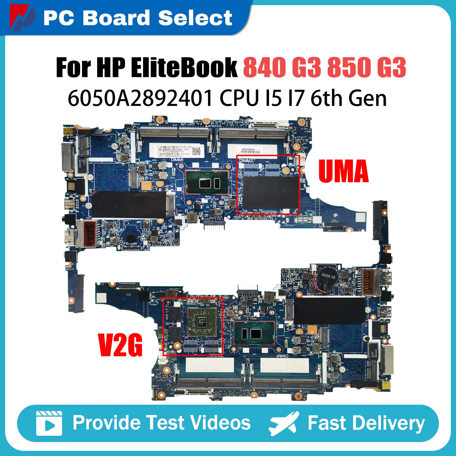 

6050A2892401 Mainboard For HP 840 G3 850 G3 Laptop Motherboard 903741-601 918315-601 917507-601 i5 i7 6th Gen CPU