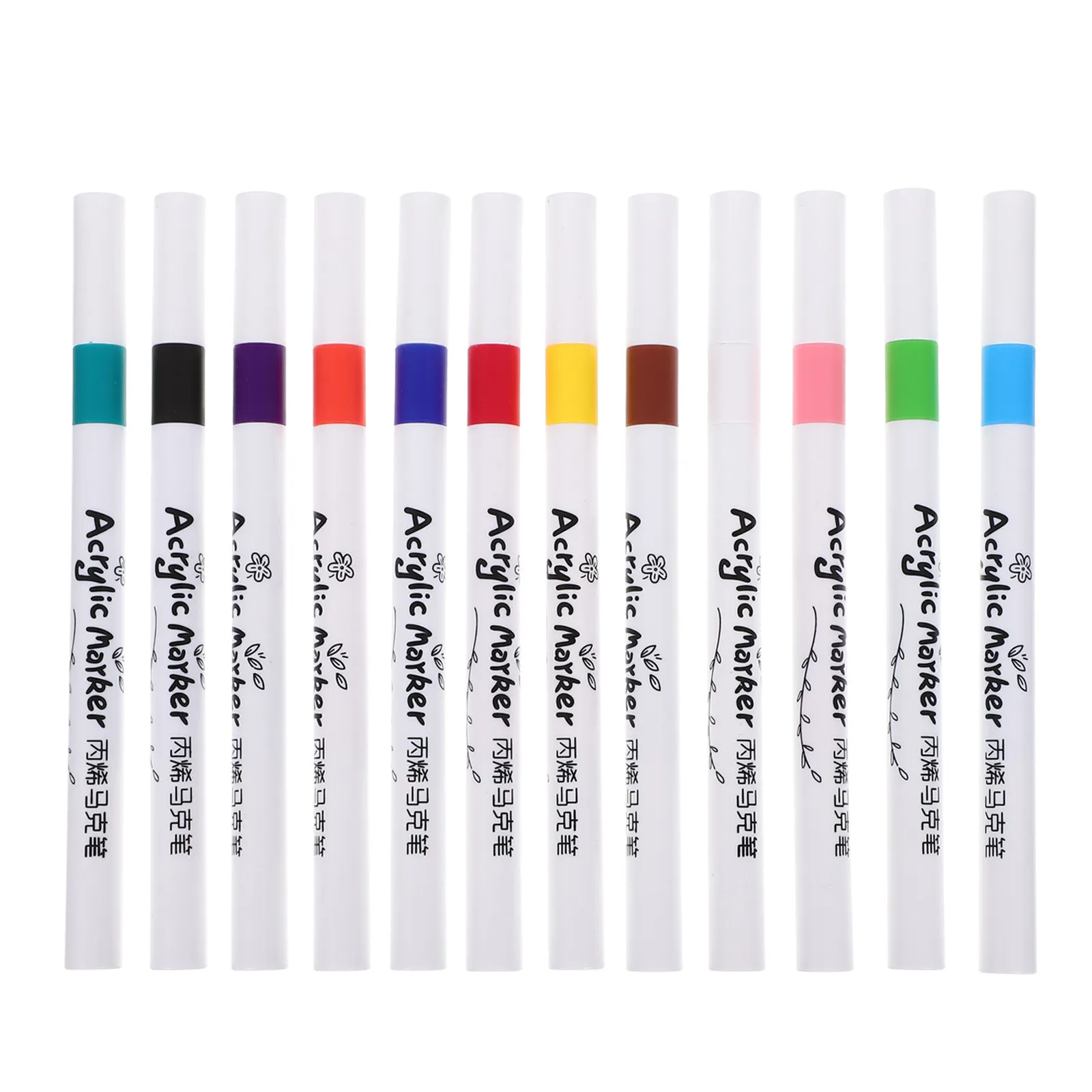 

12Pcs Painting Pens ABS Plastic Paint Markers for Drawing Coloring Sketching on Paper Canvas Glass Ceramic Art Craft