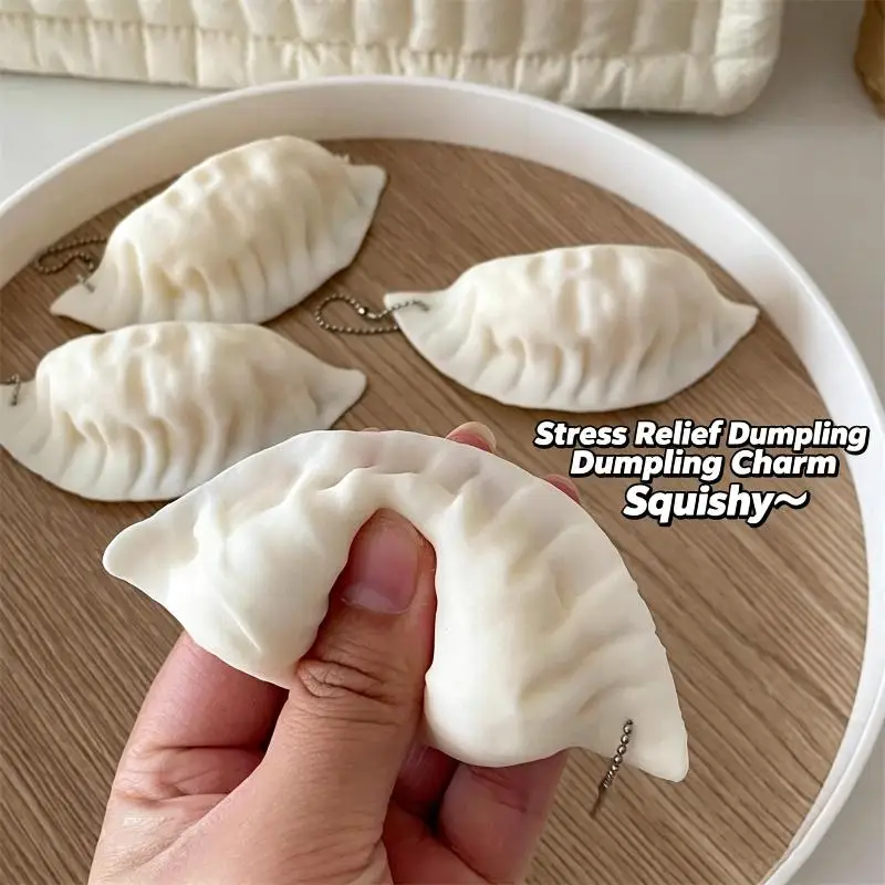 Simulation Dumpling Squeeze Slow Rising Keychain Soft Food Squeeze Toy Mini Pendant Stress Relief Gift For Bag Backpack Decor