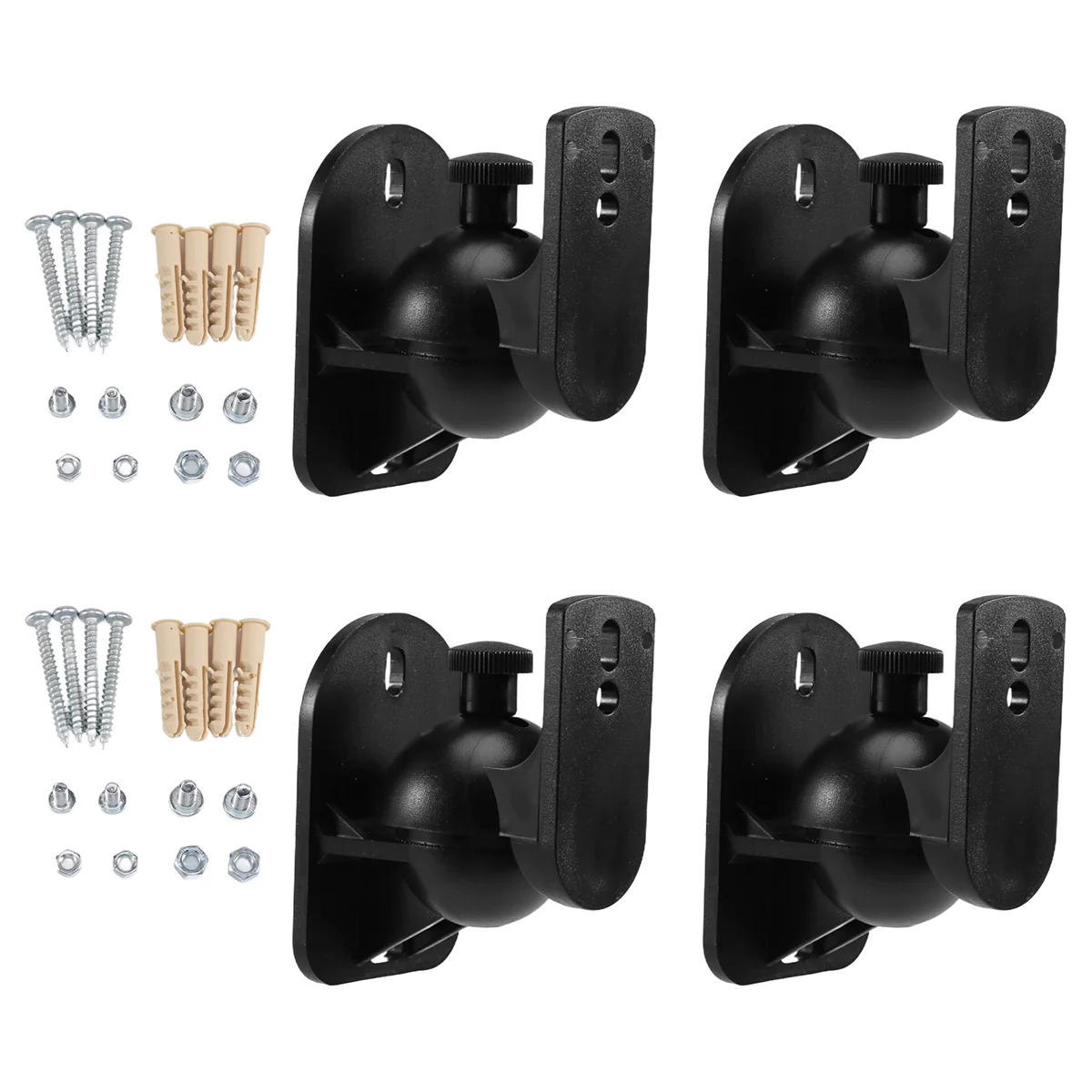 High-end 4PCS Universal Speaker Wall Mount Bracket Ceiling Stand Clamp with Adjustable Swivel and Tilt Angle Rotation