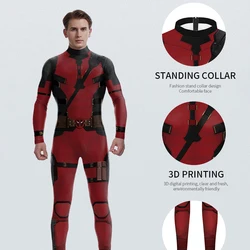Superhero Deadpool Cosplay One-Piece Pajamas Parent-Child Outfit Printed Tights Deadpool Halloween Show Party Costume Gift