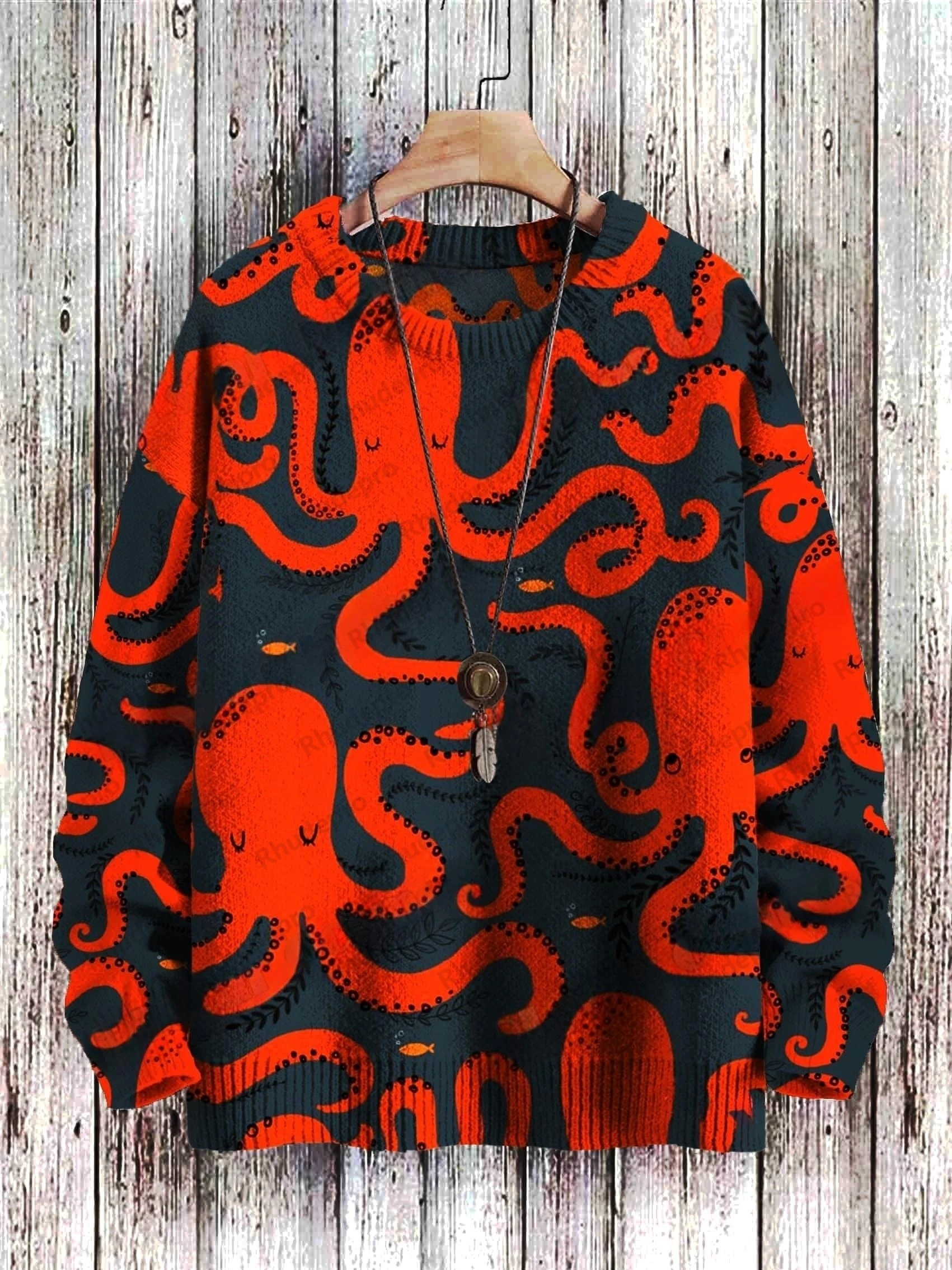 PLstar Cosmos Funny Cat Art Pattern 3D Printed Men's Knitted Pullover Winter Unisex Casual Warm Knit Pullover Sweater