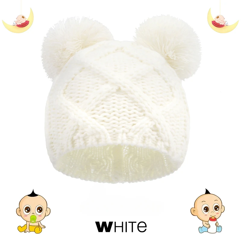 Winter Newborn Photography Casual Everything Baby Cute Bear Warm Soft Comfortable Breathable Wool Knit Double Ball Hat