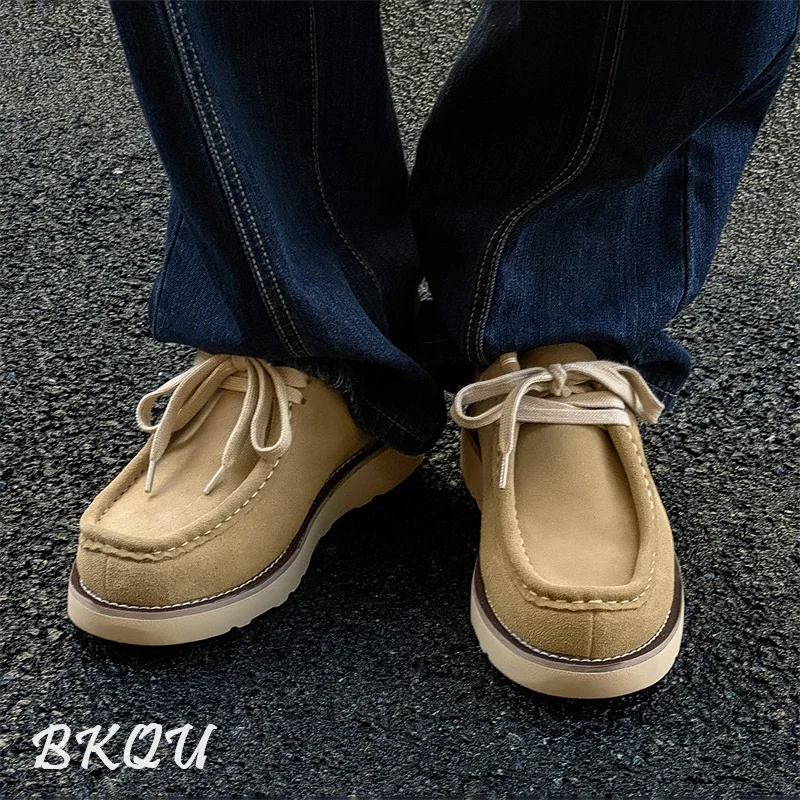 

BKQU British-style Casual and Fashionable Shoes for Men, 2025 Autumn New Style, Low Heel, Trendy Stitching Design Stylish