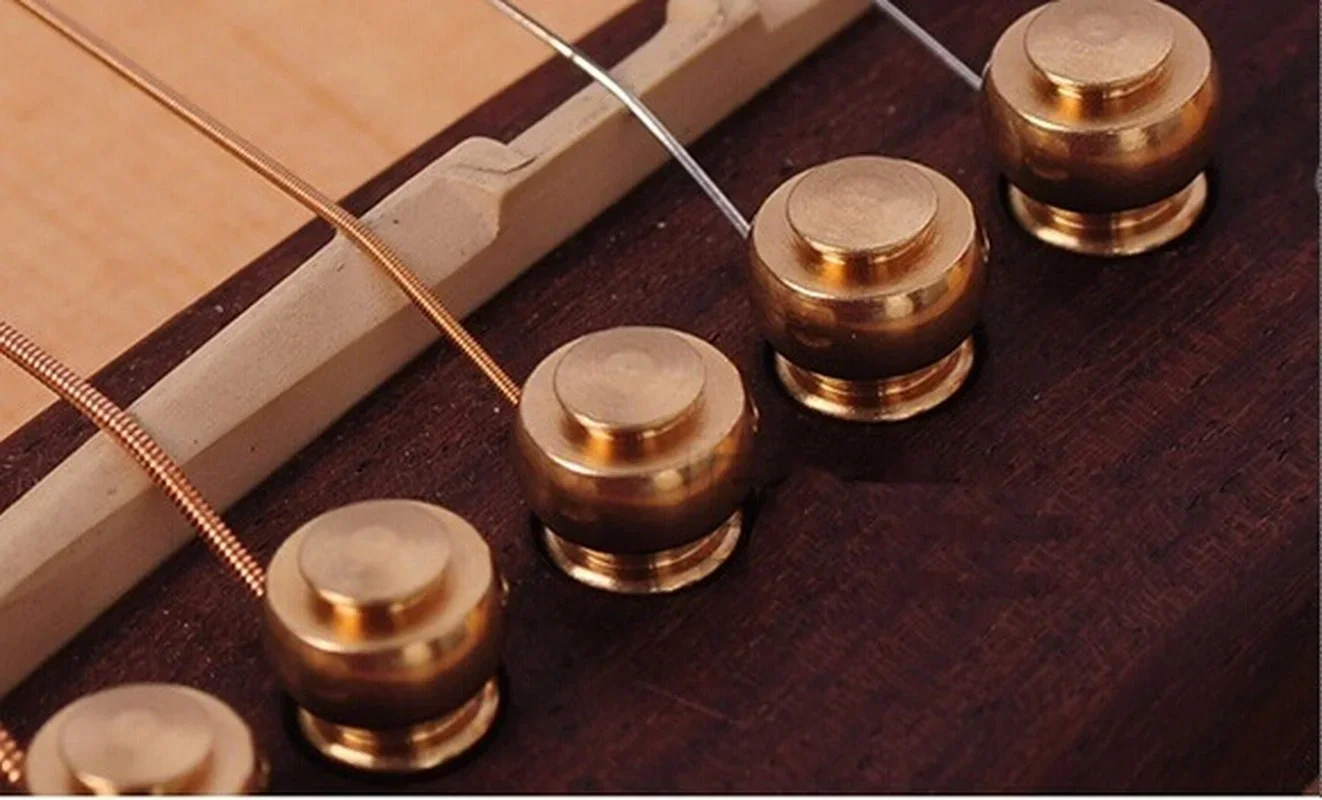 6pcs perni di ponte per chitarra acustica in rame puro perni per unghie spille cono di accordo