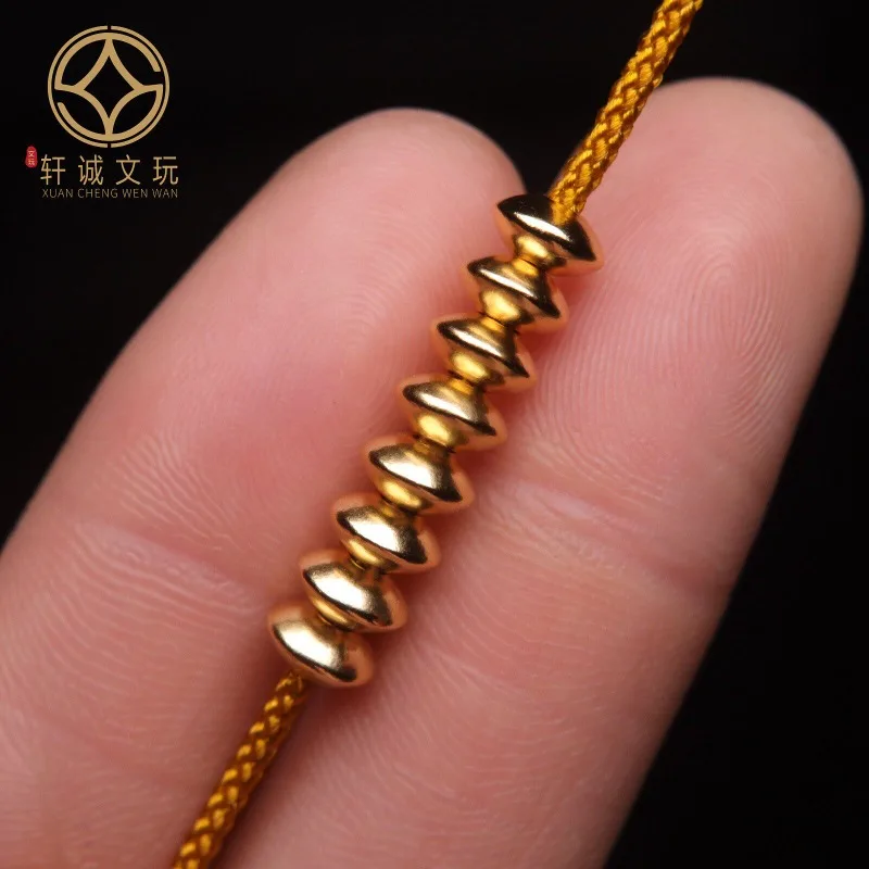 Authentic Original Gold Plated Flying Saucer Spacer Washer Beads Bodhi Long Strand Handmade Beading DIY Scholar Craft Accessory