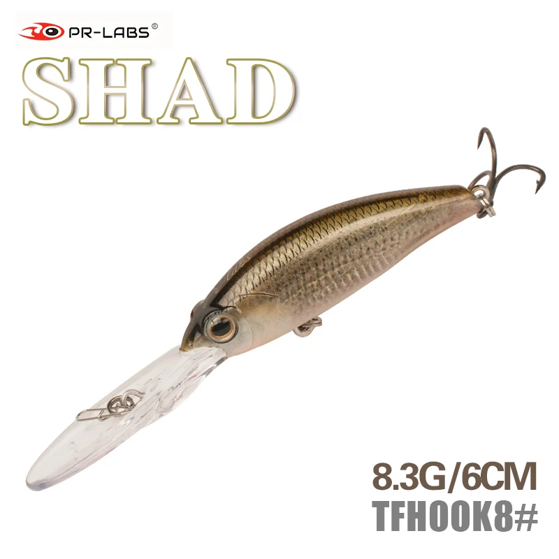 PR-LABS Predator Shad 6CM 8.3G Minnow Lure Bait Deep Dive 3-4 Meters Long Cast Hard Baits For Trout Anti-Hanging Bottom