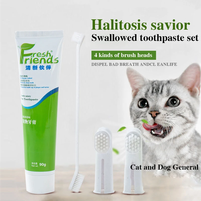 

Pet toothpaste suit cats edible toothbrush toothpaste tools refers to the set of cat dog teeth cleaning supplies