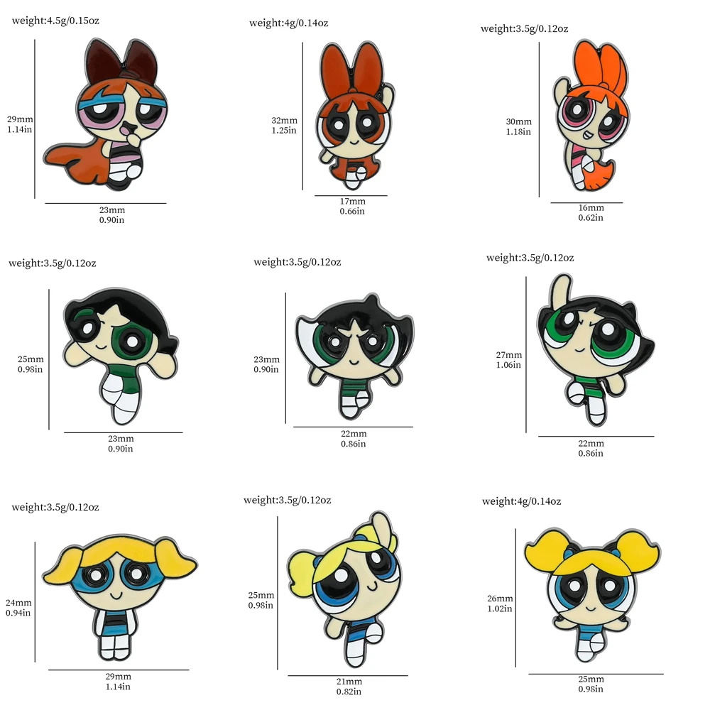 Funny Cartoon Powerpuff Girls Enamel Pins for Backpack Brooch Accessories Anime Jewelry Clothing Pins Gift for Kids