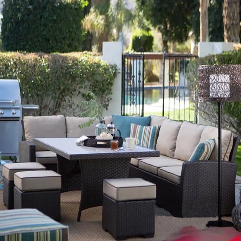

Outdoor sofa courtyard outdoor leisure rattan corner sofa dining table
