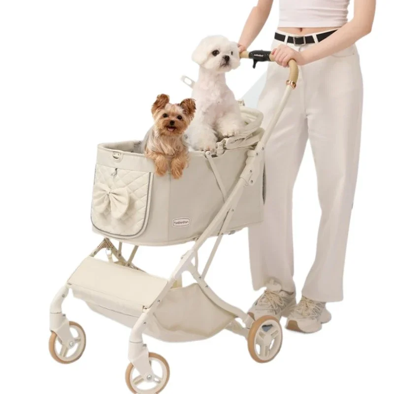 Outdoor Pet Stroller Travel able Lightweight Puppy Stroller Convenient One-touch Folding for Cat Small Dog Aeroplane-ready