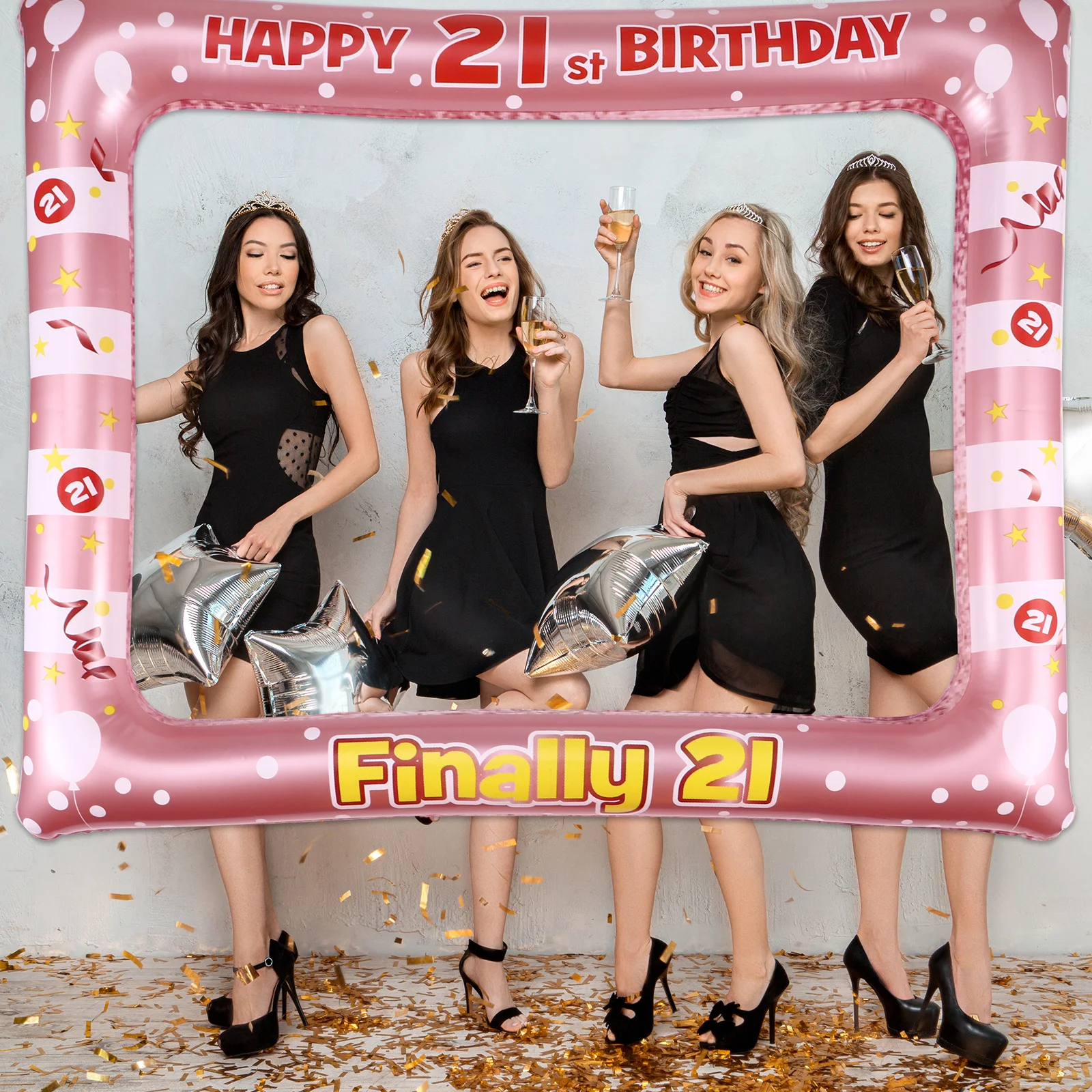 

1Pcs Inflatable Photo Frame PVC Birthday Party Prop Lightweight Fun Photo Booth Frame for Special Memories