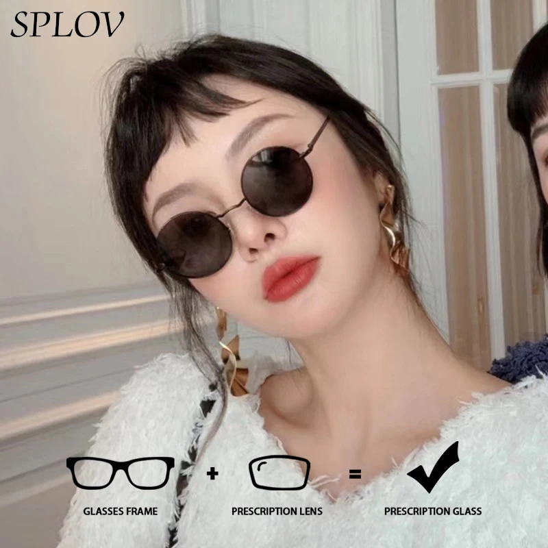 

SPLOV Fashion Small Round Frame Prescription Sunglasses for Men and Women Customized Polarized Prescription Glasses