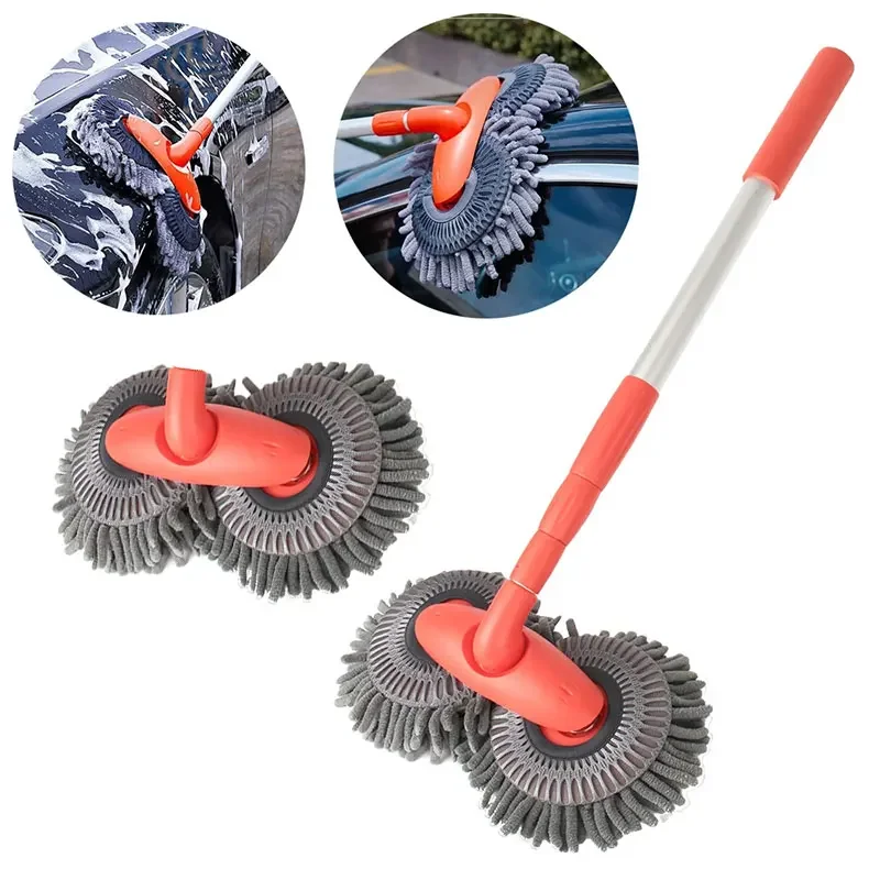 

Car Mop Washer Foam Wash Chenille Brush Windscreen Roof Window Cleaning Maintenance Stretching Handle Set Auto Care Accessories