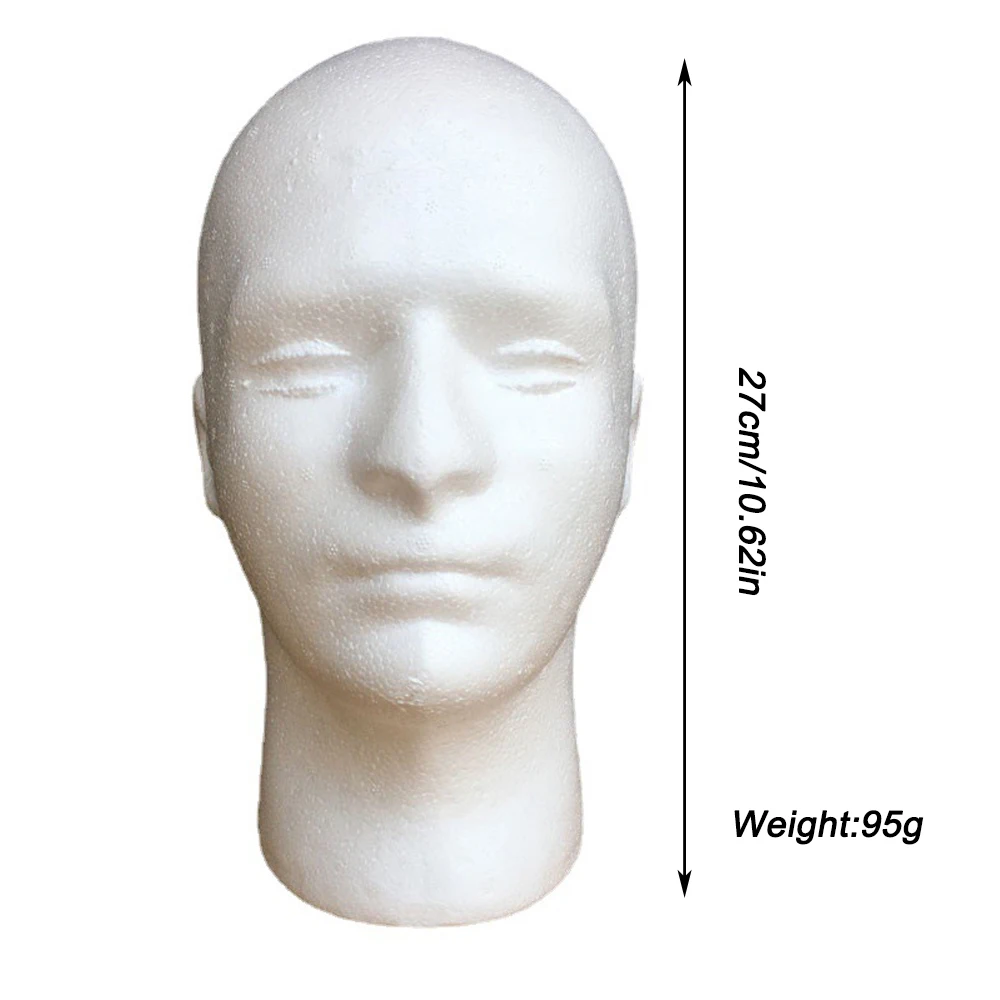 1pcs Male Styrofoam Foam Mannequin Manikin Head Model Hat Glasses Wig Display Male White Foam Mannequin Head Holder Stand Rack