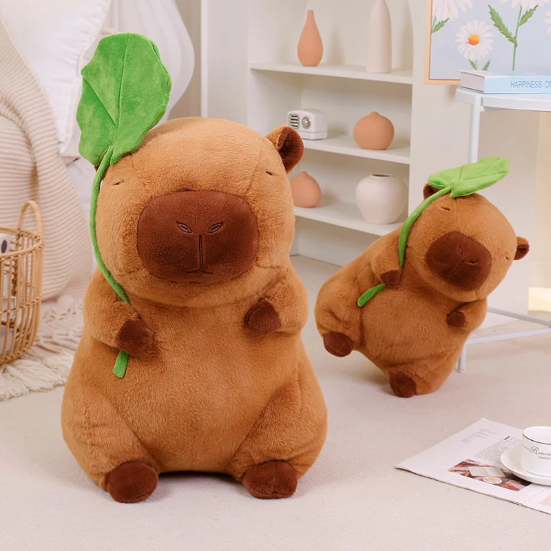 30Cm Capibara Met Lotusblad Pluche Cartoon Speelgoed Mooie Dieren Gevulde Zachte Poppen Speelgoed Jongens Meisjes Schattig Pluche Slaapkussen