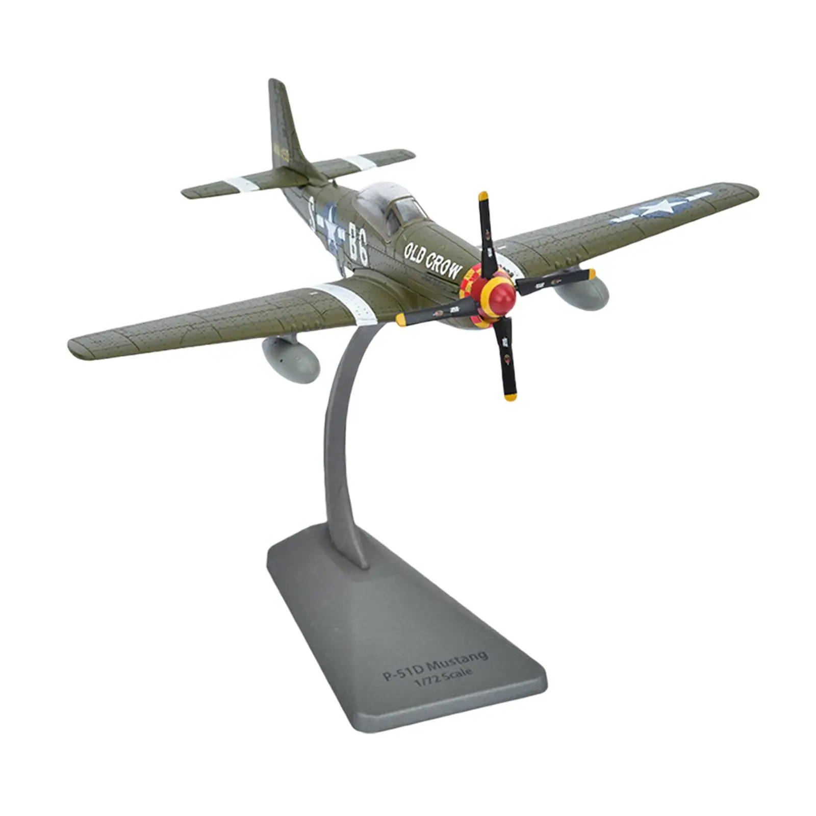 Alloy 1/72 P51B Fighter Airplane Diecast Model with Display Base Kids Adults Toy