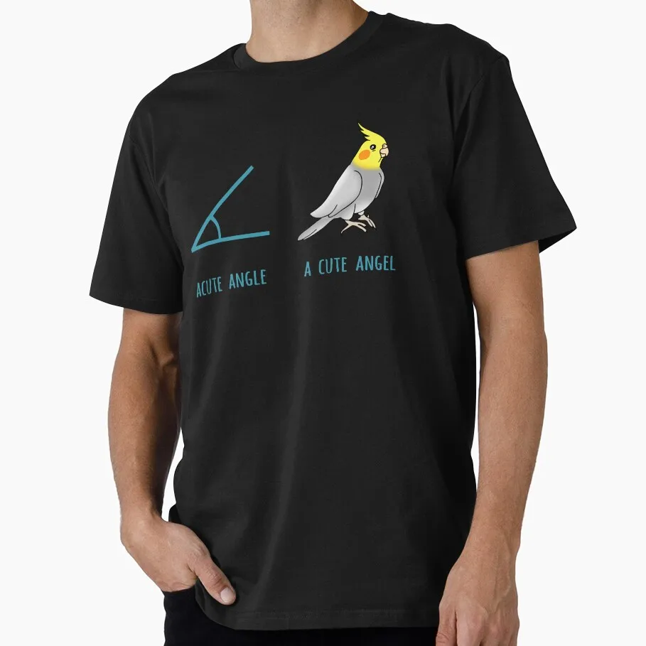 acute angle vs a cute angel Funny Parrot Gift T-Shirt for Birds Lover Short Sleeve Graphic Clothes All Size Tee S-6XL