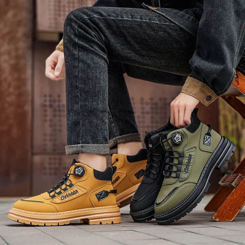 

Fashion High-top Mens Shoes Retro Platform Tooling Shoes Comfort Casual Short Men Boots High Quality Breathable Sneakers for Men