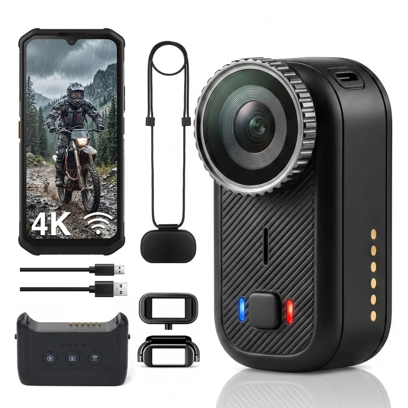 YACDELO APEX 4K Thumb Action Camera 30FPS 6-Axis Stabilization Touch Screen Sports Magnetic Motorcycle Bike Waterproof Bodycam