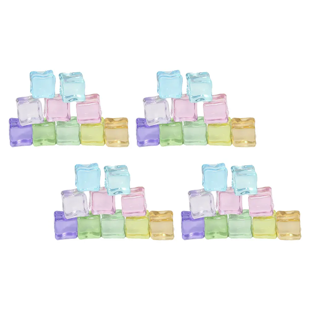 

40 Pcs Luminous Ice Cubes Simulated Resin Decorative Photo Props Faux Wedding Vase Fillers Party Gifts Clear Craft Supplies