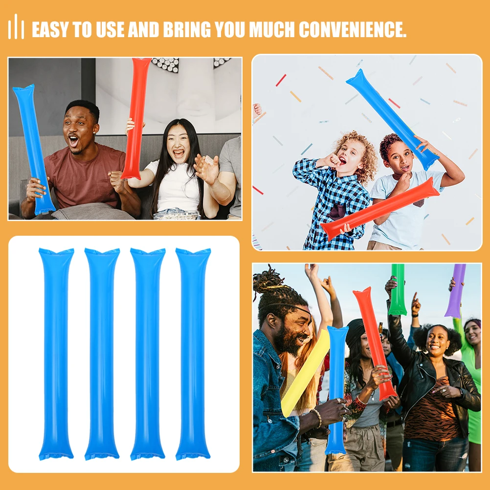 

50 Pcs Inflatable Cheer Sticks Blue Pe Sports Event Party Favors Portable Lightweight Safe PE Material