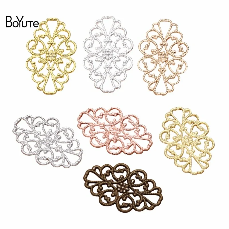 

BoYuTe (50 Pieces/Lot) 22*32MM Flower Filigree Findings Metal Brass Stamping Materials for Jewelry Making