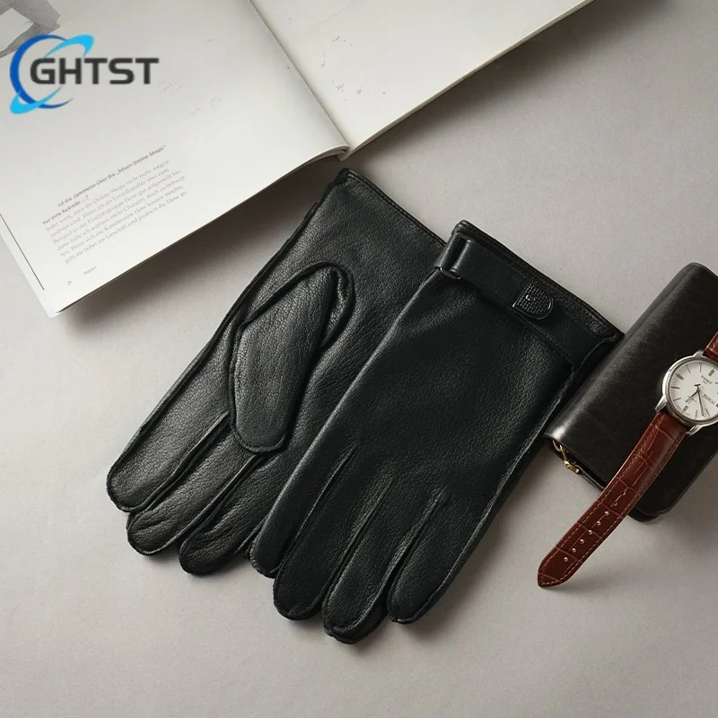 New Arrival Men Genuine Spring Gloves Leather Gloves Touch Screen Black Real Sheepskin Thin Driving Gloves Business Brown Glove